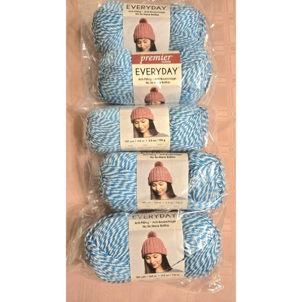 5pc Premier Everyday Turquoise Marl Yarn - 3.5 oz 100 % Anti-pilling Acrylic